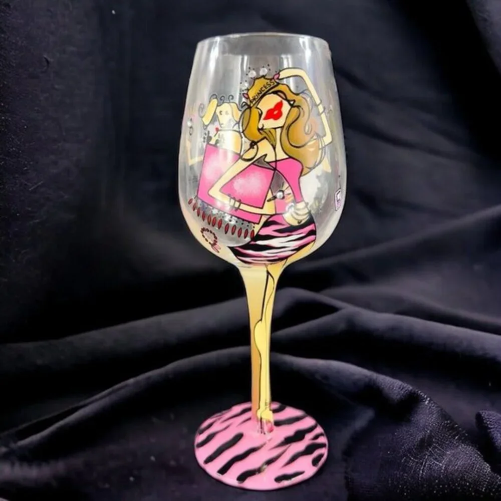 Lolita Love My Martini Princess Hand Painted Martini Glass Jeweled Drink Glass
